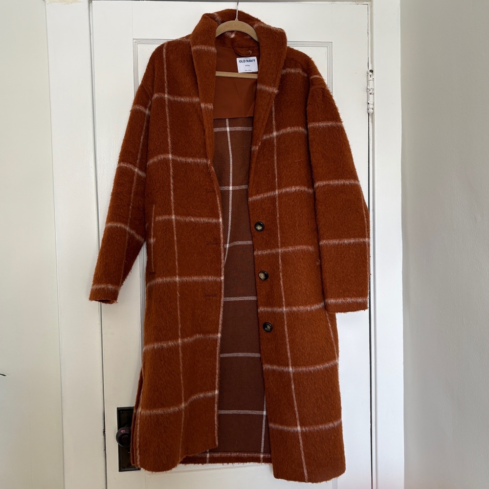 Old Navy Relaxed Plaid Soft-Brushed Overcoat